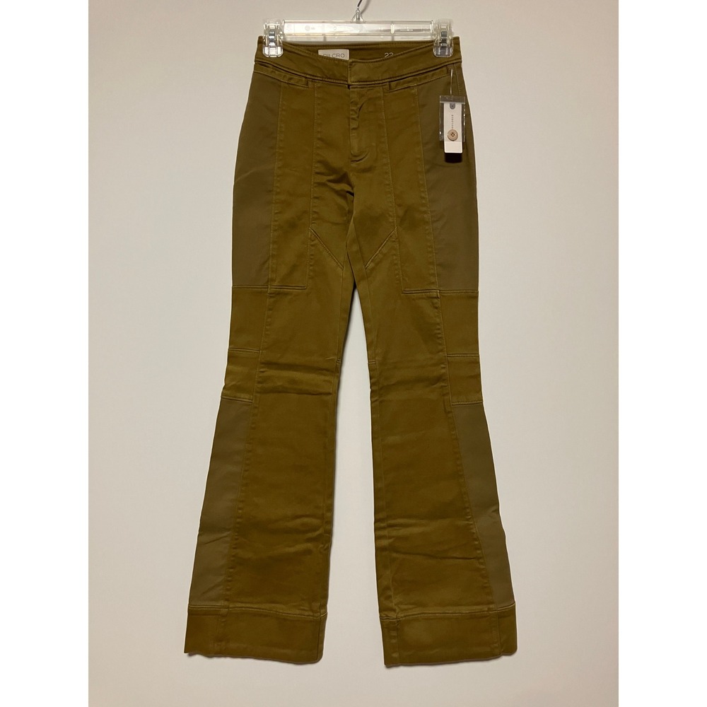 NWT Pilcro Womens Utility Flare Pants 23 Army Contrast Panel NWT